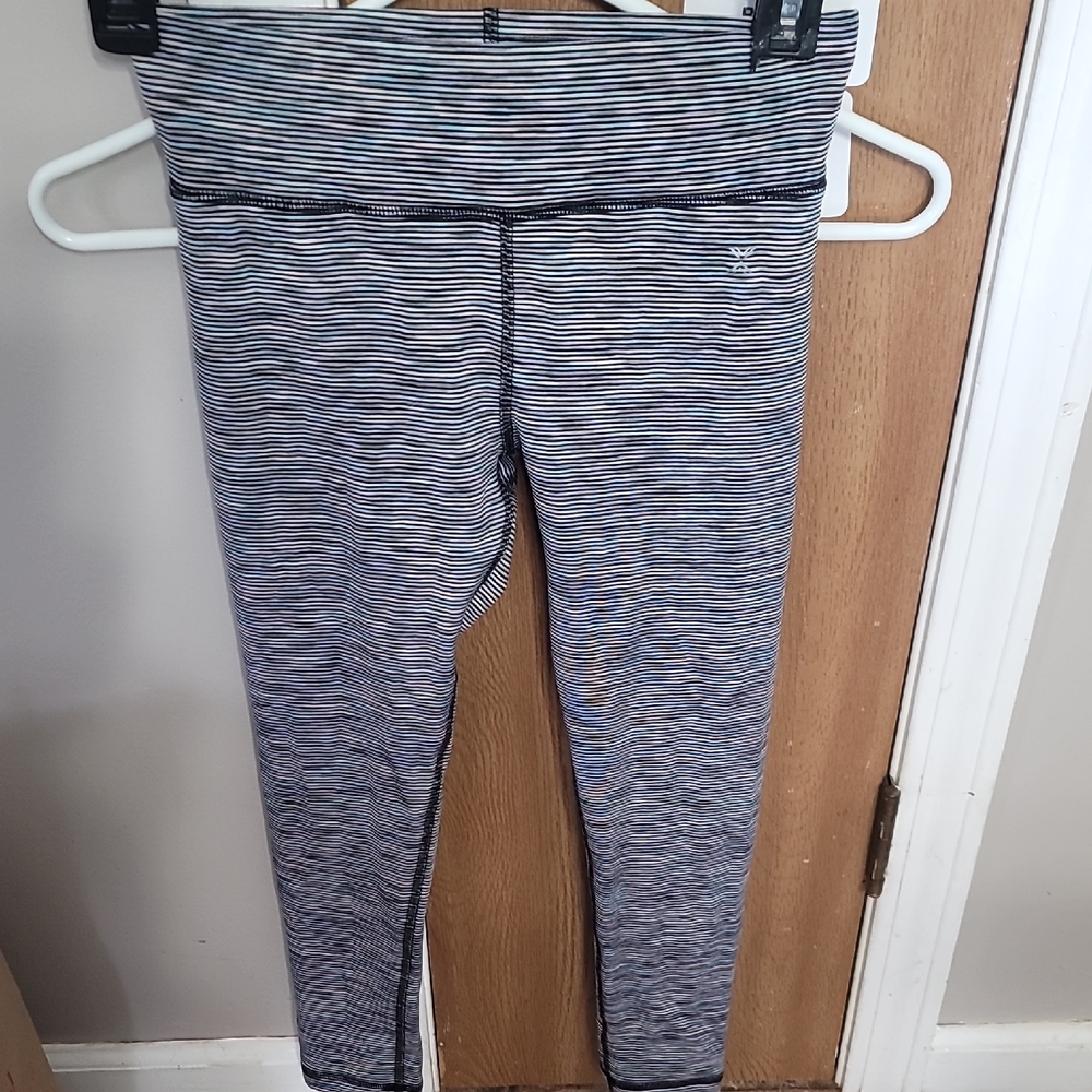Xersion Black and White Striped Kids Leggings
